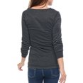 thumbnail image 3 of INSPIRE CHIC Women's Cowl Neck Buttons Decor Long Sleeves Ruched Top, 3 of 6