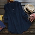 thumbnail image 2 of Besolor Womens Plus Size Cotton Linen Tops V Neck Buttons Long Sleeve Button down Shirts Casual Loose Fall Spring Blouse, 2 of 5