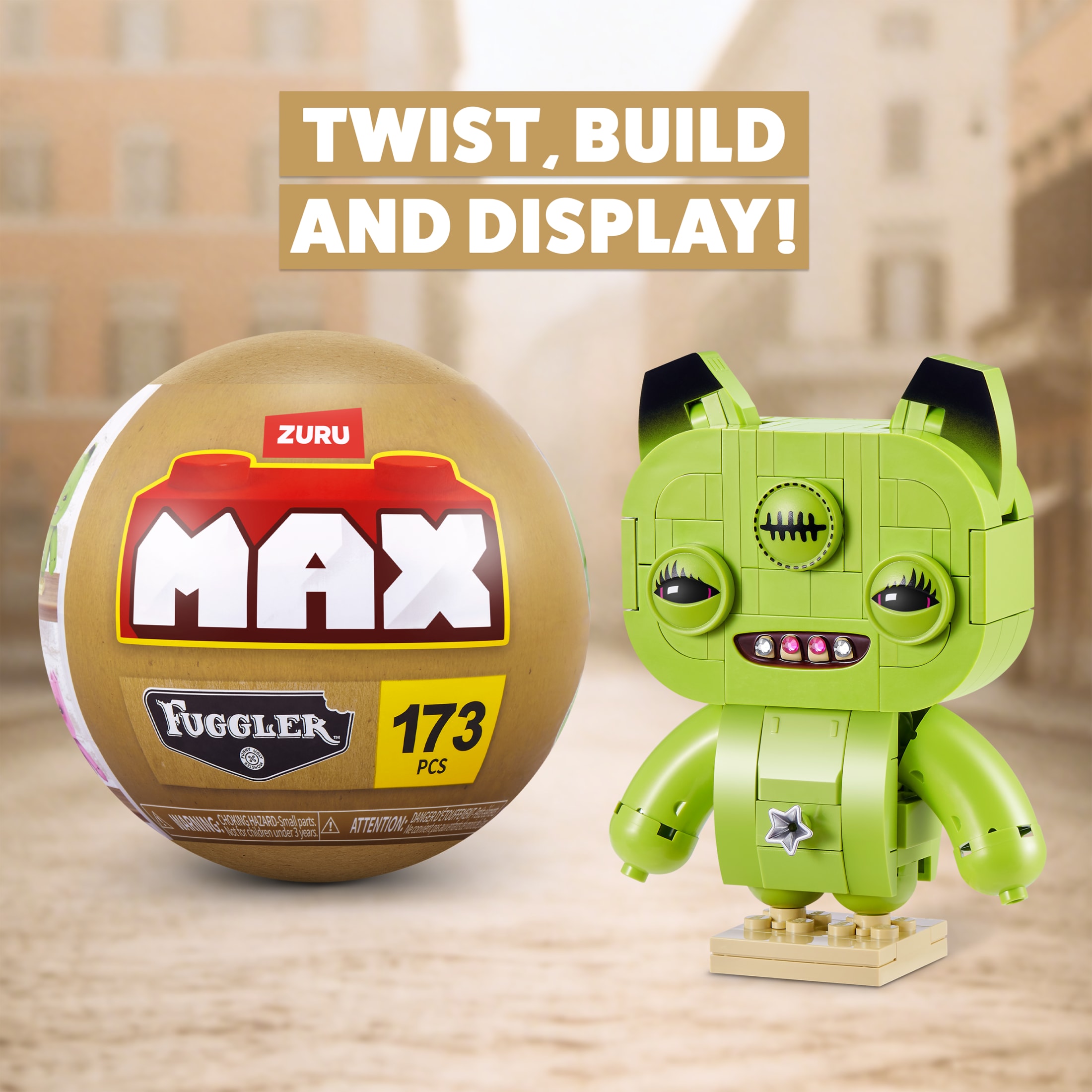 Collection MAX BUILD MORE Premium Fuggler Baddies (Alien agacé) par ZURU - Jeu de briques de construction en plastique pour enfants de 8 ans et plus