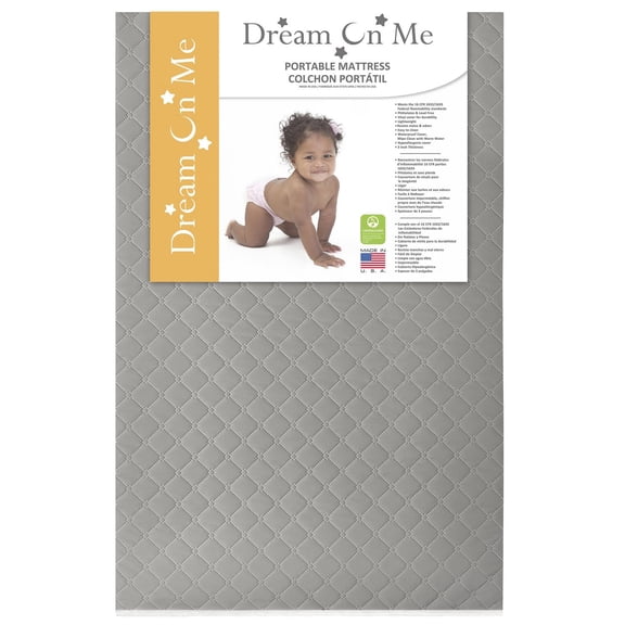 Dream On Me Holly Fiber Portable/Mini Crib Mattress I Waterproof I Green Guard Gold Certified I Vinyl Cover I Mini Crib Mattress