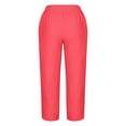 thumbnail image 5 of RXIRUCGD Women's Summer Comfortable Loose Wide Legged Fashion Solid Color Capris, Pink, Size: L, 5 of 5