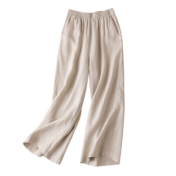2025 Women's Cotton and Linen Yoga Pants with Pockets for Women Plus Size Solid Color Drape Casual Plus Pants Oversized