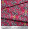 thumbnail image 3 of Soimoi Pink Cotton Jersey Fabric Vector Design Damask Print Fabric by Yard 64 Inch Wide, 3 of 3