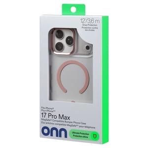 Onn MagSafe Coque de téléphone Soft Shell Bumper compatible pour iPhone 17 Pro Max, Effacer & rose