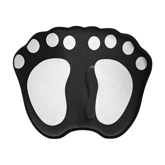 Black Soft And Absorbent Foot Mat With Cartoon Footprint Shape And Easy Wash Care For Bathroom And Entryway 23.6X15.7 Inch