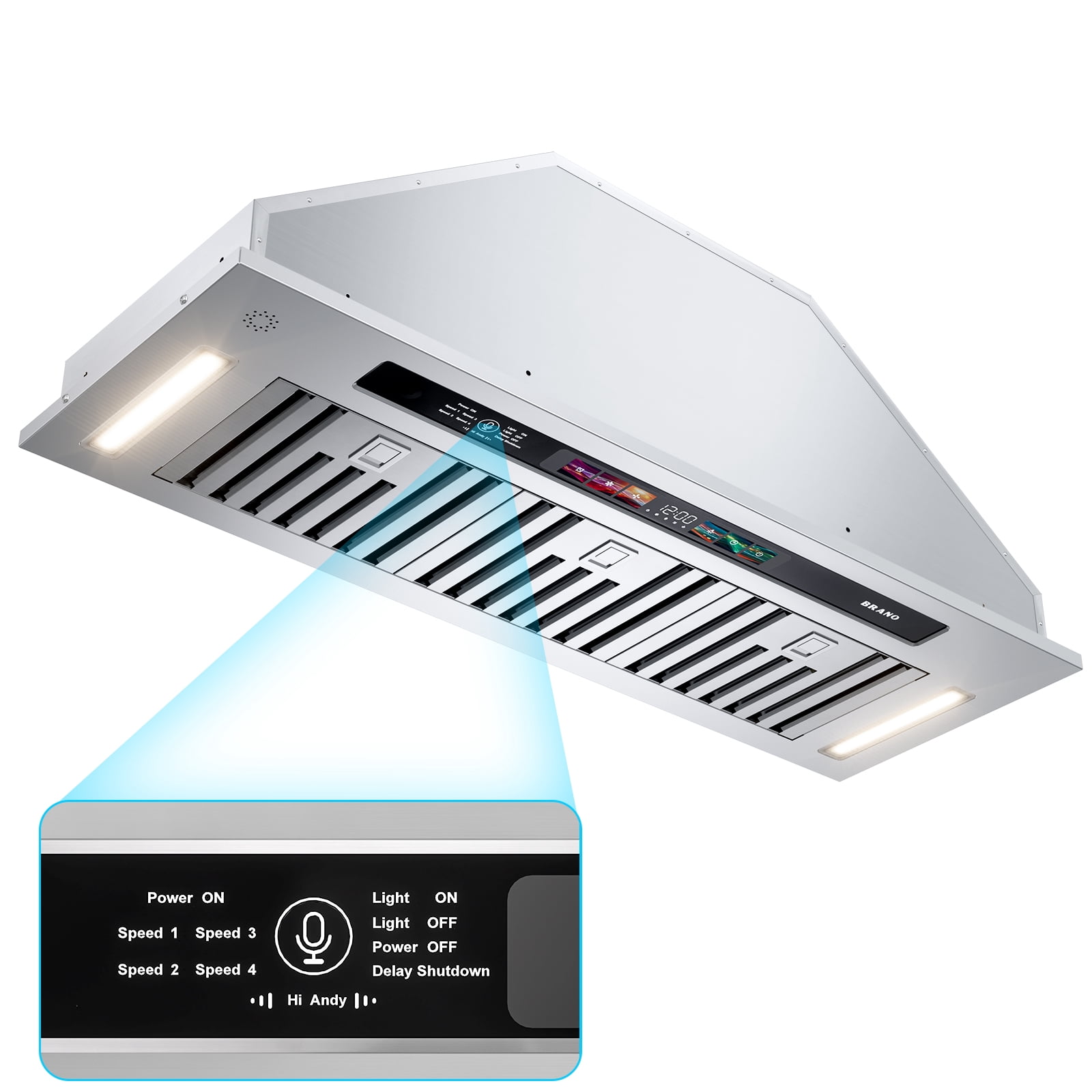 BRANO Insert Range Hood Convertible 900 CFM Stainless Steel Kitchen Hood with Voice Control,36 inch