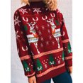 thumbnail image 4 of IROINID Chandail à Col Rond pour Femmes Imprimé Ample Mi-Long à Manches Longues Flocon de Neige Sapin de Noël Chandail pour Dames, 4 of 5