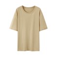 thumbnail image 1 of Pisexur Hauts d'Été pour Femmes, Hauts pour Femmes, Hauts de Sortie pour Femmes, Hauts pour Dames, T-Shirt d'Été à Col Rond Manches Courtes Mode Décontractée Imprimé avec Boutons Kaki, 2TG, 1 of 4