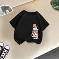 thumbnail image 4 of LUOGENLI T-Shirt pour Filles, Mode Mignonne Imprimée Décontractée, Col Rond, Manches Courtes, T-Shirt d'Été, Hauts Maxi pour Filles Été 2025 Noir 8-10 Ans, 4 of 4