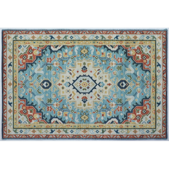 Home Decor Inc. Multicolor Vintage Medallion Indoor Rug – 2.5' x 3.75", Soft & Durable