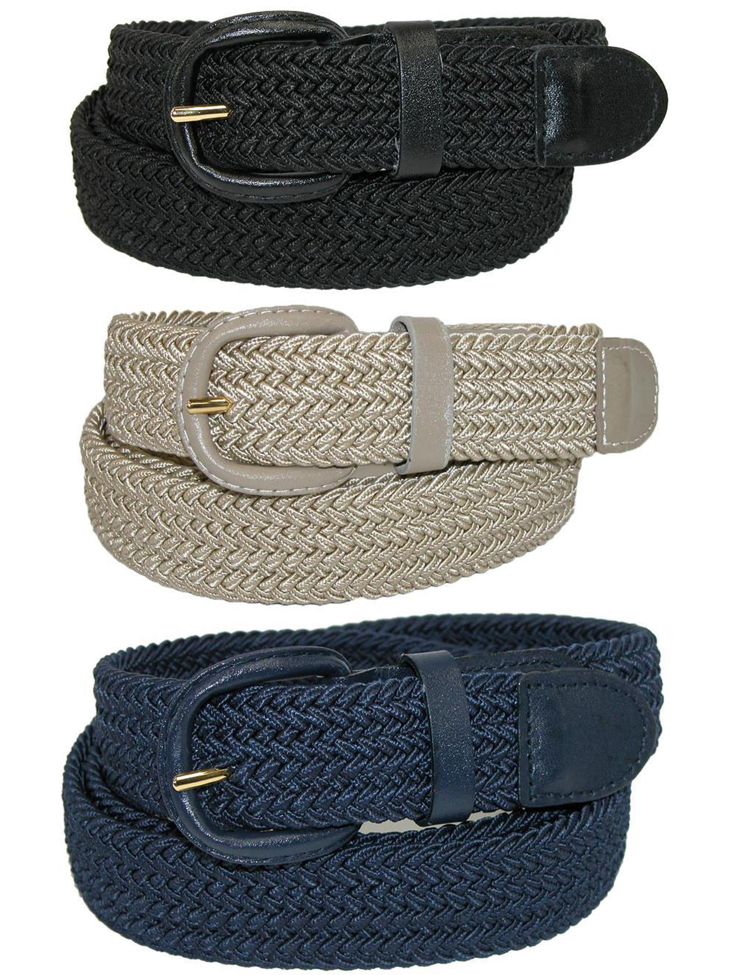 CTM®  Elastic Braided Stretch Belt (Pack of 3 Colors) (Men's)