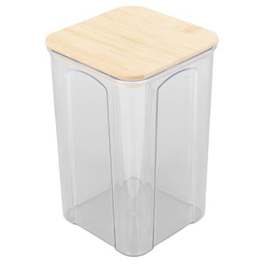 Verdant Touch Récipient de rangement hermétique transparent avec couvercle en bambou pour nouilles, farine, céréales, riz, thé, café, grains de 1400 ml, 10,7 x 17 cm