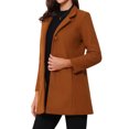 thumbnail image 4 of INSPIRE CHIC Women's Coat Mid Length Stand Collar Single Breasted Winter Outerwear Overcoat Light Brown Red M, 4 of 6
