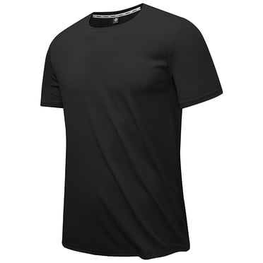 BOBOGOJP Mens Workout Shirts Short Sleeve Round Neck Loose Casual Tops Shirt (Black,3XL)