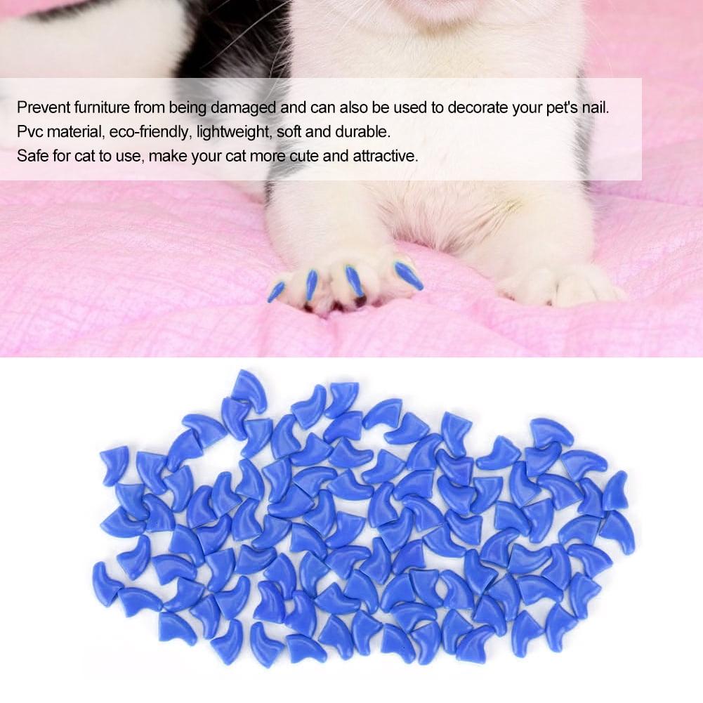 100PCS Soft Pet, Safe Anti Scratch Dog Paw Claw Cat Nail Cover Protector Decorative CoversGray M