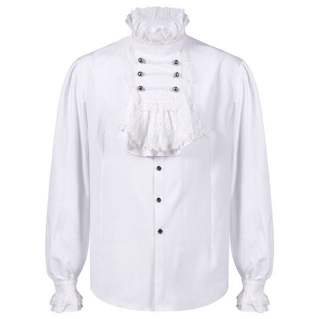 EQWLJWE Summer Saving Clearance ! Men Gothic Pullover Long Sleeve Ruffled Renaissance Shirt Steampunk Trumpet Sleeve Top Medieval Costume Clothing Autumn Long Sleeve Top for Man