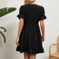 thumbnail image 4 of Pisexur Robe à Manches Courtes à Col en V Mode pour Femmes Couleur Unie Confortable Ample Robe Décontractée à Manches Courtes avec Découpes en Dentelle Robe pour Femmes en Liquidation, 4 of 8