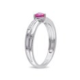 thumbnail image 2 of 1/3 Carat (ctw) Lab-Created Ruby Heart Ring in Sterling Silver with Accent Diamonds, 2 of 5