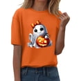 thumbnail image 2 of YLHFASHION T-shirt d'Halloween pour Femmes à Manches Courtes, Col Rond, Graphique, Hauts Imprimés Citrouille, Chandails Décontractés d'Automne 2025 pour Femmes, Liquidation, T-shirt à Manches Courtes pour Femmes, 2 of 4