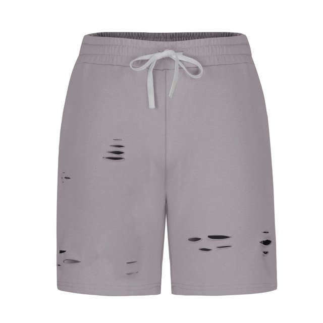 Plebaso Mens Shorts Casual Elastic Waist Distressed Shorts Drawstring Breathable Athletic Sports Shorts