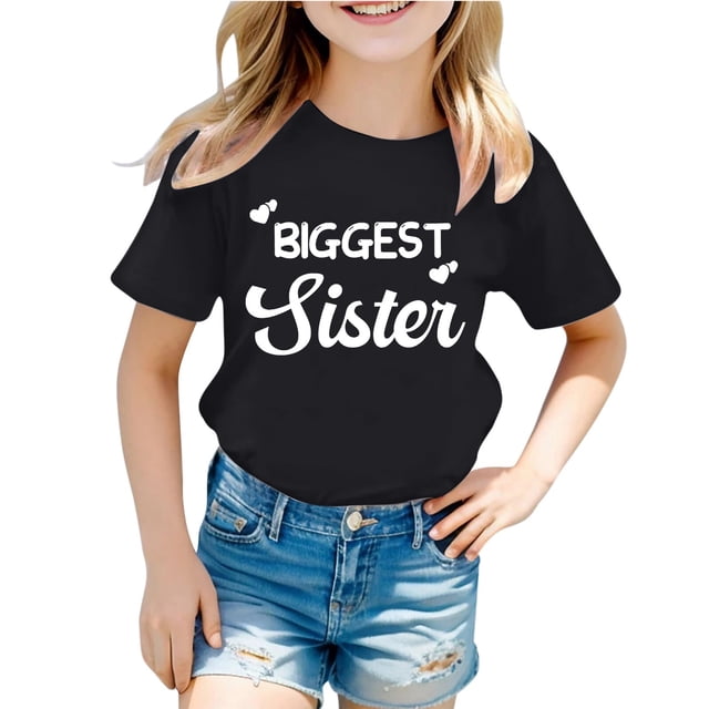 T-shirts pour Filles Décontractés Mode à Lettres Col Rond Manches Courtes pour Filles - et Confortables pour Tous les Jours