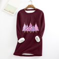 thumbnail image 1 of Meihcang Chandails en Molleton pour Femmes Grande Taille Graphique Arbre de Noël Col Rond Chandail d'Hiver Chaud Doublé Sherpa, 1 of 4