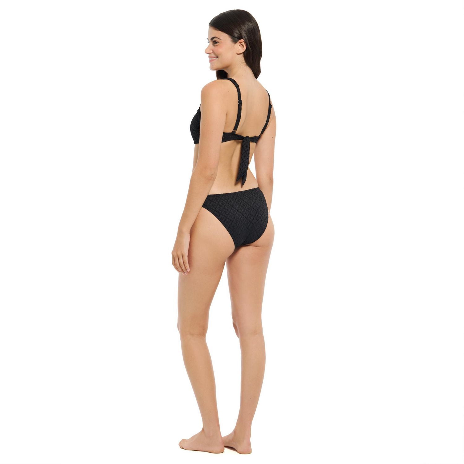 Summer Flirtt Women's Textured Low Rise Hipster Bikini Swim Bottom