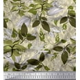 thumbnail image 1 of Soimoi White Poly Georgette Fabric Artistic Leaves Decor Fabric Printed Yard 52 Inch Wide, 1 of 5