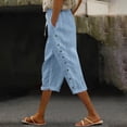 thumbnail image 2 of Plebaso Womens Capris Pants 2025 Summer Drawstring Casual Pants Lightweight Cropped Pants with Pockets, 2 of 5