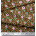 thumbnail image 3 of Soimoi polyester Crepe Fabric Quatrefoil Design,Leaves & Rose Floral Printed Fabric 1 Yard 42 Inch Wide, 3 of 3