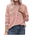 thumbnail image 1 of CEHVOM Chandail à Capuchon à Manches Longues pour Femmes, Mode, Uni, Col en V, à Boutons, Liquidation, 1 of 5