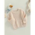 thumbnail image 3 of Faithtur Toddler Baby Round Neck Sweaters, Long Sleeve Solid Color Loose Knitted Pullovers, 3 of 9