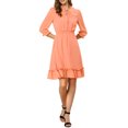 thumbnail image 2 of INSPIRE CHIC Juniors Layered Ruffle Hem 3/4 Sleeves Smocked A-Line Chiffon Dress, 2 of 6