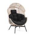 thumbnail image 1 of Costway Oversized Egg Style Chair with Cushions & Headrest Heavy-Duty Metal Frame for Yard Black, 1 of 10