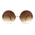 thumbnail image 3 of Luxury Designer Style Rimless Hippie Round Circle Lens Sunglasses Gold Brown, 3 of 4