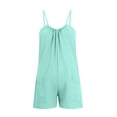 thumbnail image 3 of AherBiu Wide Leg Short Jumpsuits for Women Sleeveless Spaghetti Strap Summer Boho Rompers with Pockets, 3 of 7