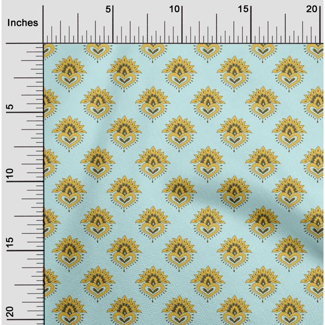 oneOone Polyester Lycra Fabric Floral Block Printed Fabric 1 Yard 56 Inch Wide