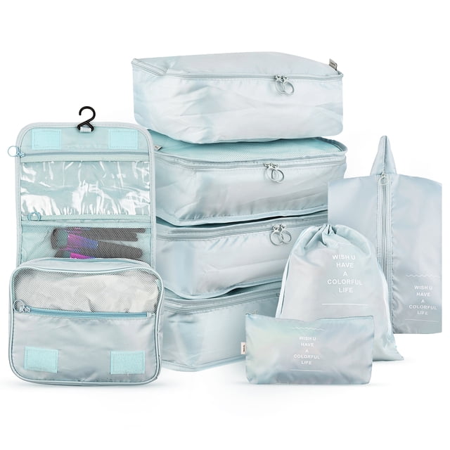 Amdohai Storage Bags 8PCS Set Travel Organizer Suitcase Packing Set Storage Cases Portable Luggage Organizer Clothes Shoe Tidy Pouch Bag