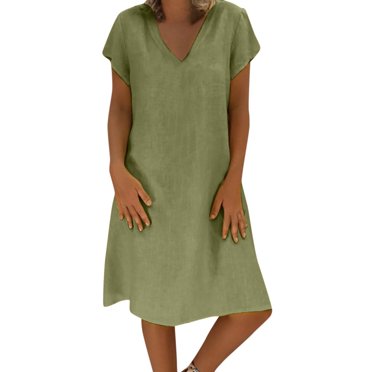 AMERTEER Robe Décontractée en Coton Style Été pour Femmes