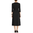 thumbnail image 3 of INSPIRE CHIC Robe de Travail pour Femme Ligne A Manches 3/4 Robe Midi Élégante TP Noir, 3 of 6