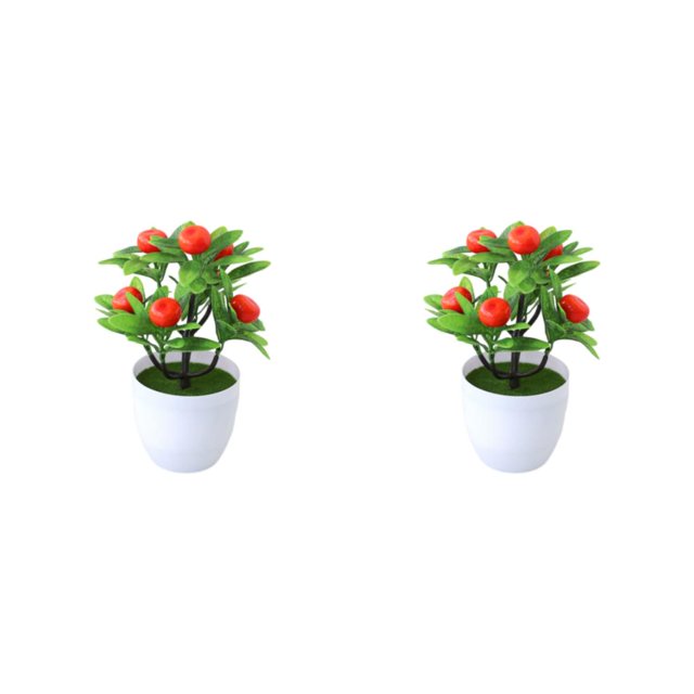 Ruiboury Add Touch Of Green To Living Space Artificial Plant Collection Home Decor Plastic Artificial Potted Plants False Plant orange 2Set
