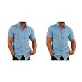 thumbnail image 1 of pitrice Chemise Homme à Simple Boutonnage Été Boutonnée Col Rabattu Chemises Polyester Mode Vêtements Cadeau d'Anniversaire Bleu TG 2Set, 1 of 6