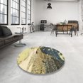 thumbnail image 3 of Ahgly Company Tapis d'Intérieur Carré Abstrait Marron Or, 7 Pieds Carré, 3 of 6