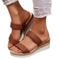 thumbnail image 1 of Dakaela Womens Wedge Slide Sandals Braided Platform Espadrilles Open Toe Summer Beach Walking Shoes, 1 of 5