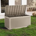 thumbnail image 4 of EasyUp Coffre de Terrasse en Résine de 100 Gallons, Coffre de Rangement Extérieur Verrouillable pour Meubles, Outils de Jardin et Rangement d'Outils, Boîtes de Rangement Extérieures Étanches (Motif Gris), 4 of 7