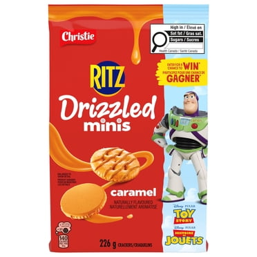 RITZ Drizzled Minis Caramel Crackers, Sweet & Salty Snack, Bag Format
