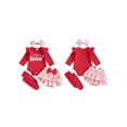 thumbnail image 2 of Gupgi Spring Baby Girl Valentines Day Outfit, Ruffle Long Sleeve Romper+Heart Layered Ruffle Shorts+Socks+Bow Headband, 2 of 9