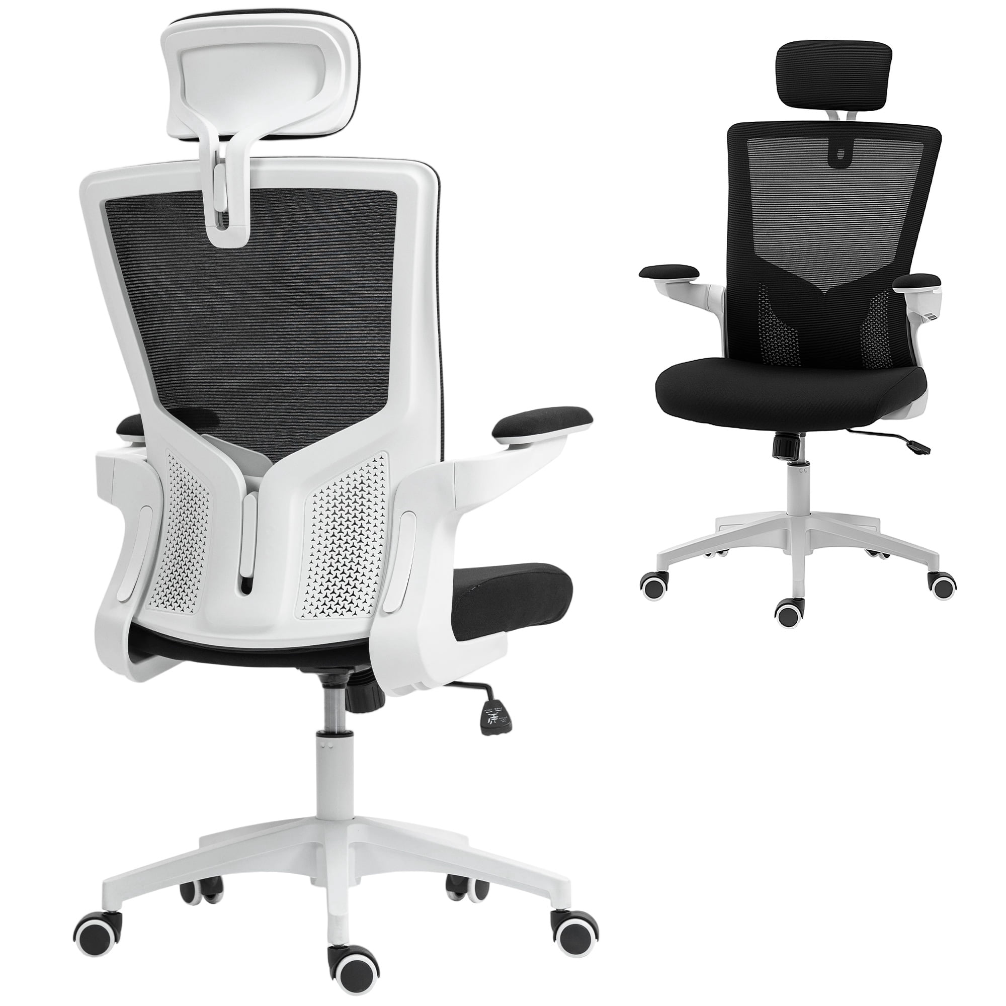HOMCOM Ergonomic Office Chair, Desk Chair with Adjustable Headrest, Black