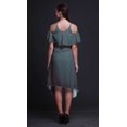 thumbnail image 2 of Bimba Blue Leaves Printed Womens Cold Shoulder Tunic Party Round Neck Shift Dress - Small, 2 of 6