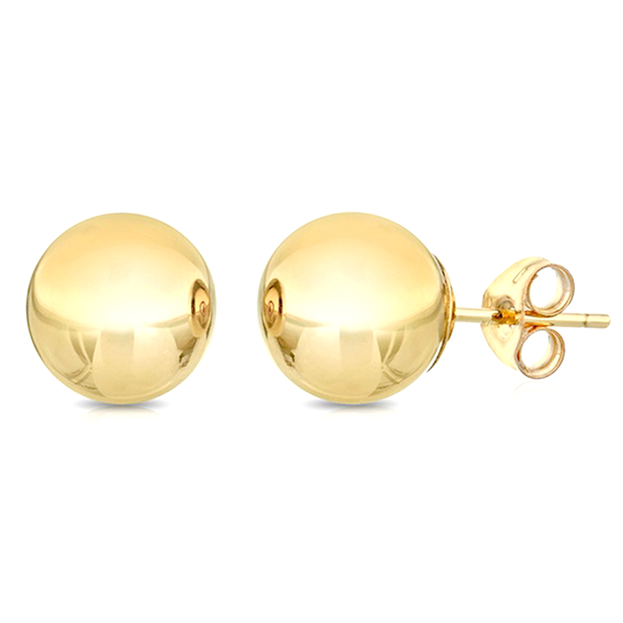 10K Boucles d'Oreilles Clous Boule en Or Jaune, 2 mm